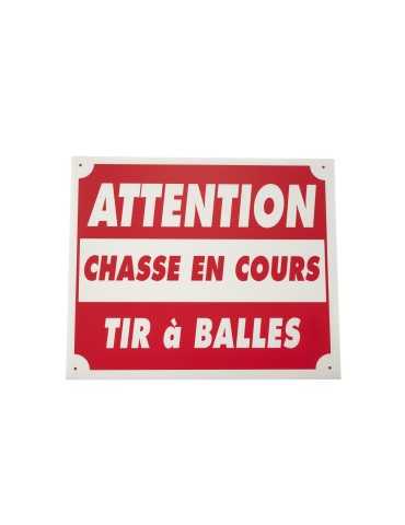 Panneau attention chasse en cours tir à balles 25x30cm polypropylène