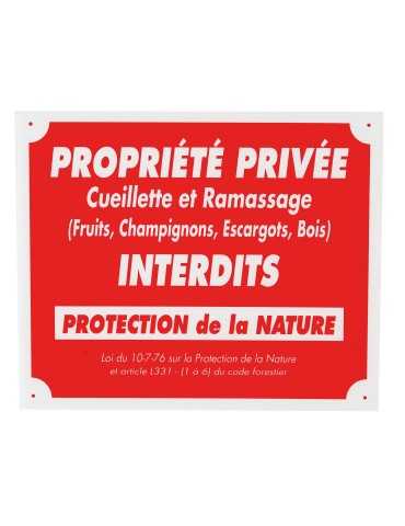 Panneau propriété privée cueillette interdite polypropylène Natusport