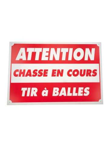 Panneau attention chasse en cours tir à balles 60x40cm polypropylène