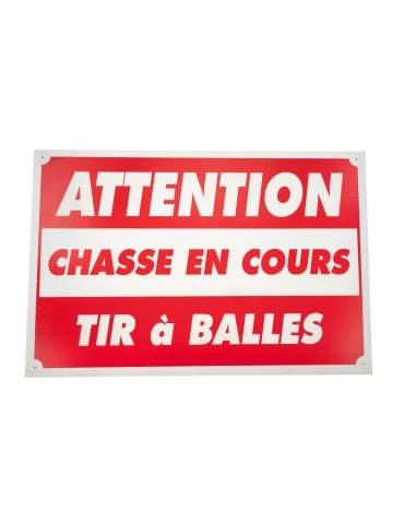 Panneau attention chasse en cours tir à balles 60x40cm polypropylène