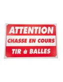 Panneau attention chasse en cours tir à balles 60x40cm polypropylène