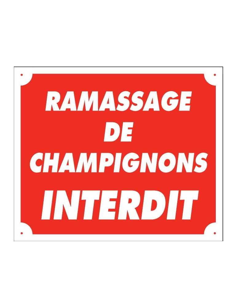 Panneau ramassage de champignons interdit en polypropylène - Natusport