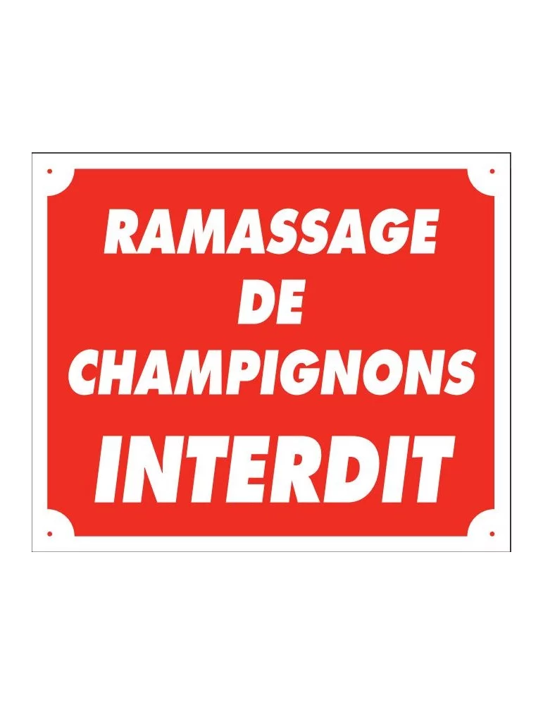 Panneau ramassage de champignons interdit en polypropylène - Natusport