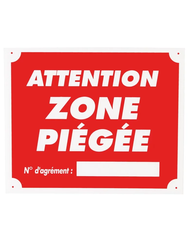 Panneau attention zone piégée en polypropylène Januel - Natusport