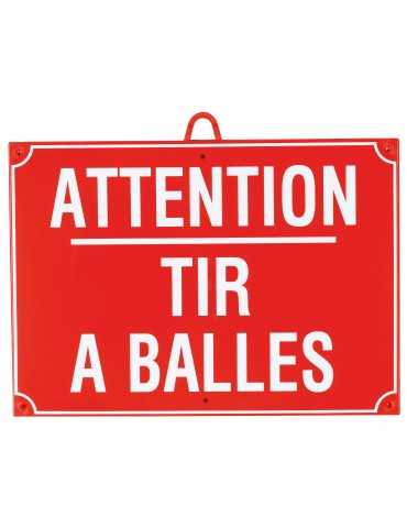 Panneau attention tir à balles 28x20cm rouge Januel