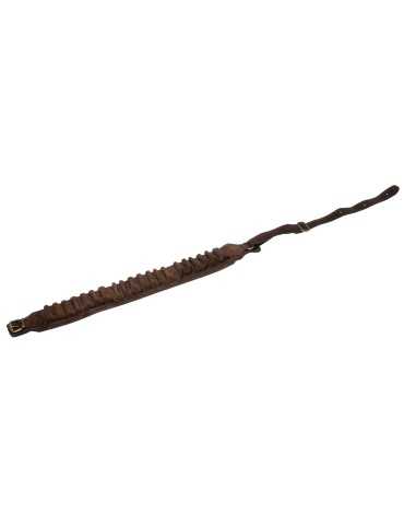 Cartouchière en croûte velours doublée marron avec 20 tubes Januel