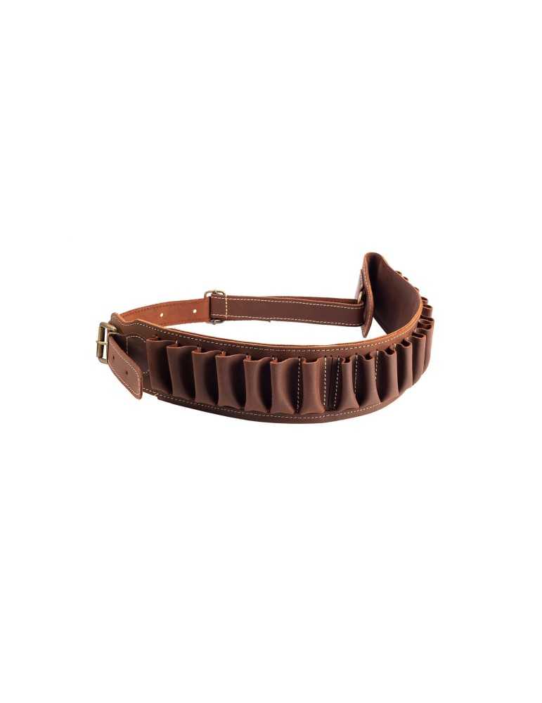Cartouchière pour fusil croûte de cuir gras finition vieillie Januel
