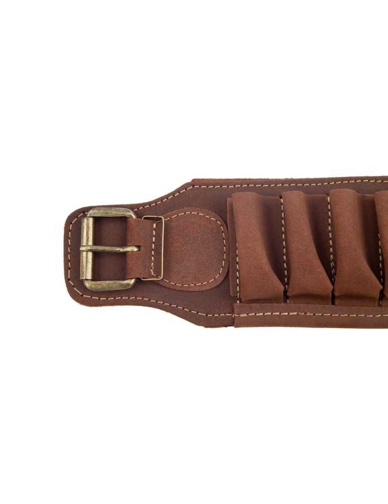 Cartouchière pour fusil croûte de cuir gras finition vieillie Januel