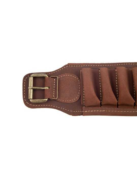 Cartouchière pour fusil croûte de cuir gras finition vieillie Januel
