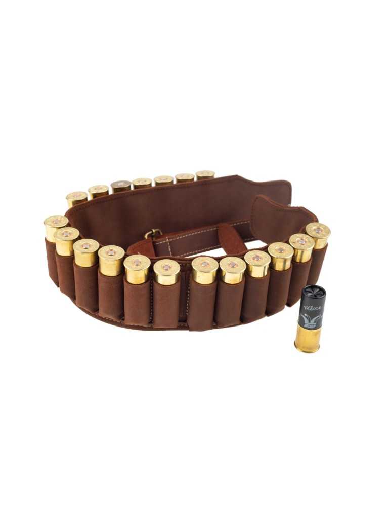 Cartouchière pour fusil croûte de cuir gras finition vieillie Januel