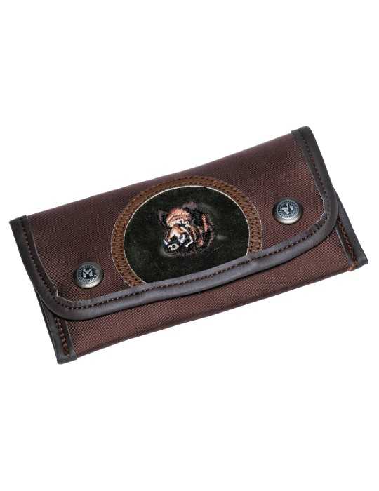 Pochette à balle en toile 10 tubes Januel broderie sanglier Natusport
