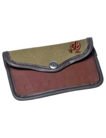 Pochette à balle en toile et cuir 10 tubes broderie sanglier Natusport