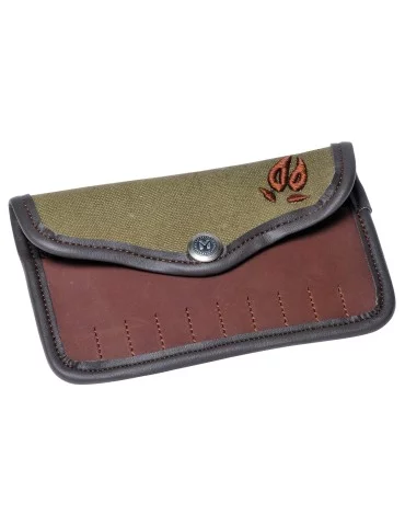 Pochette à balle en toile et cuir 10 tubes broderie sanglier Natusport