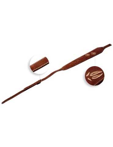 Bretelle cuir forme cobra antidérapante avec broderie trace sanglier 2