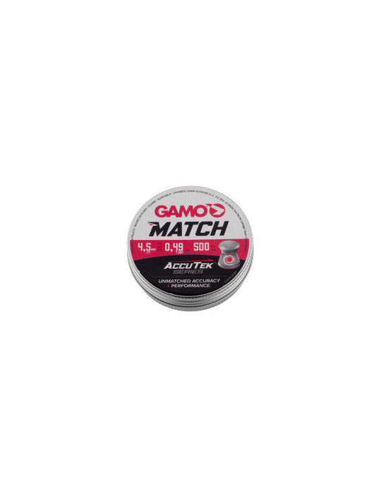 Plombs Gamo Match Accutek 500 4.5mm précision et tir sportif x500 pièces -Natusport