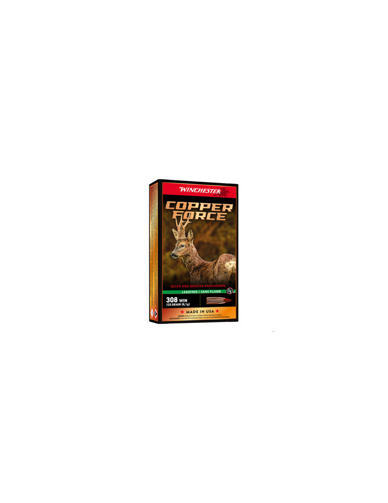 Winchester Copper Force 308 Win 125 grains sans plomb