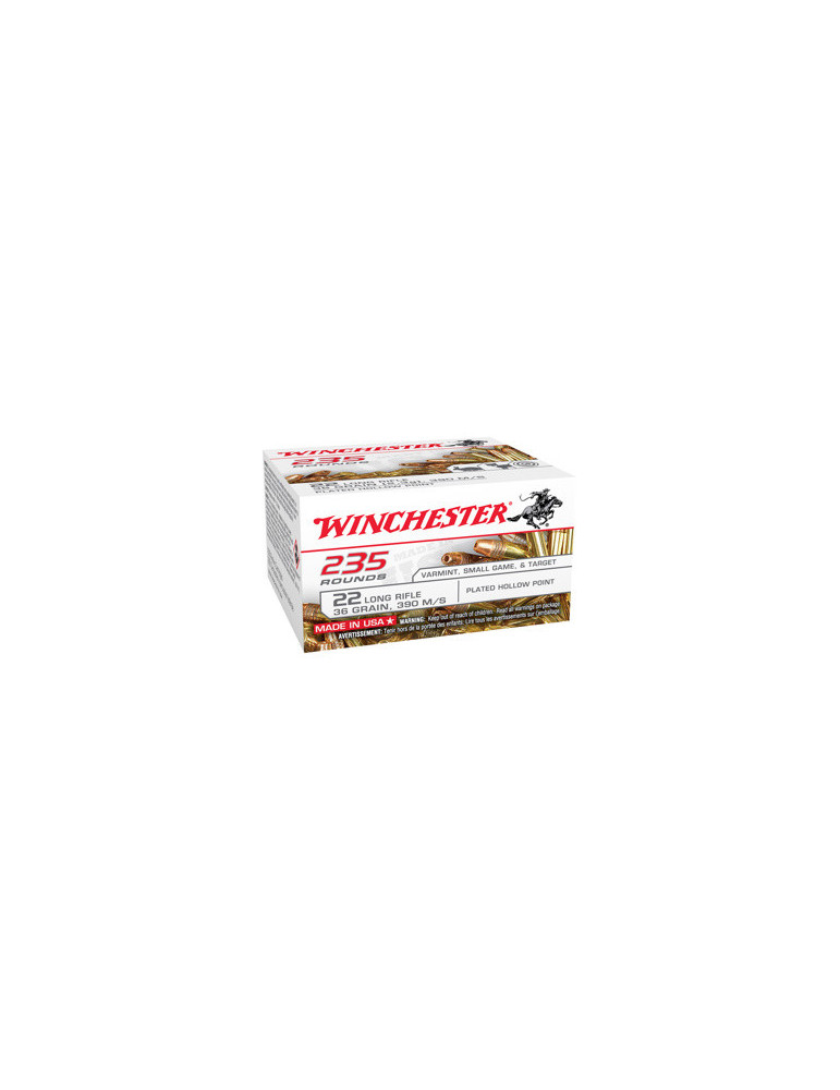 Winchester 22 LR Super-X 36 grains LHP Copper Plated