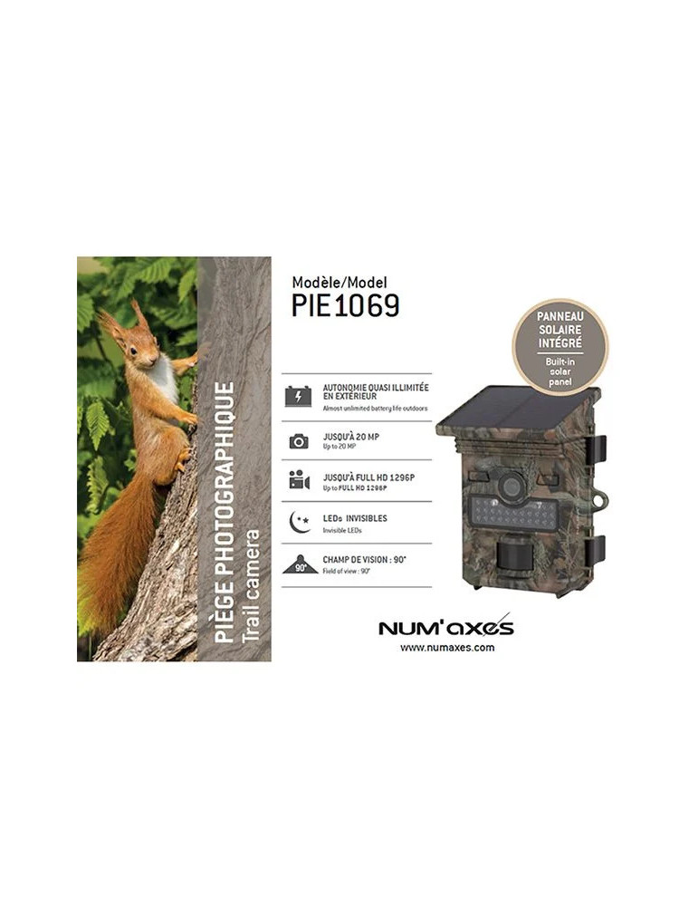 Piège photographique – Caméra de chasse PIE1069 avec panneau solaire intégré