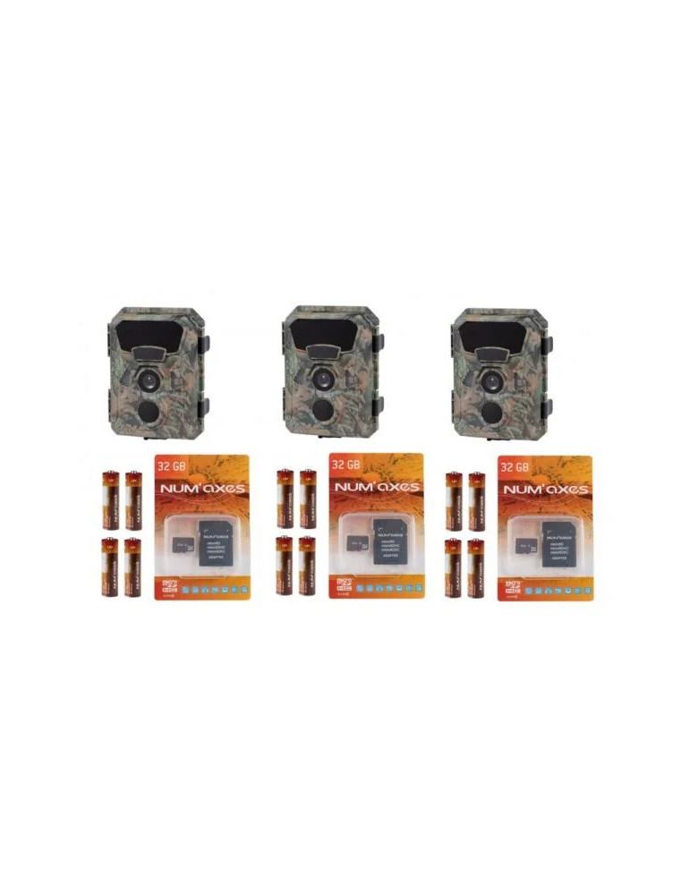 PACK 3 x PIE1066 3 piège photographique PIE1066 + 12 piles AA + 3 cartes mémoire 32 GB