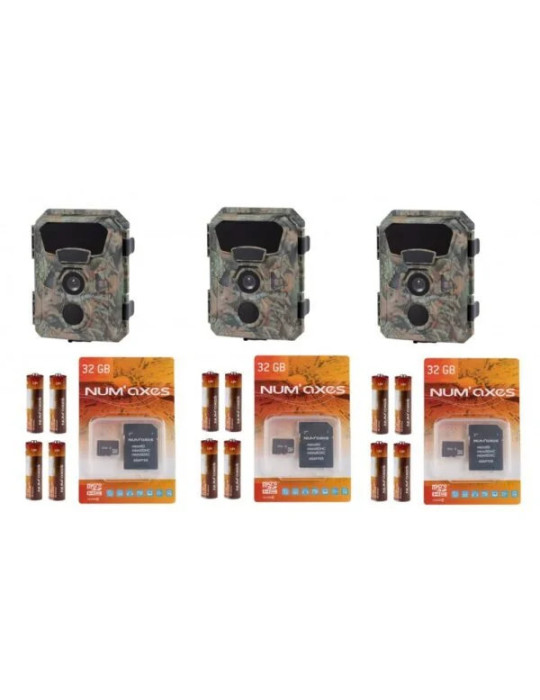PACK 3 x PIE1066 3 piège photographique PIE1066 + 12 piles AA + 3 cartes mémoire 32 GB