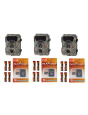 PACK 3 x PIE1066 3 piège photographique PIE1066 + 12 piles AA + 3 cartes mémoire 32 GB