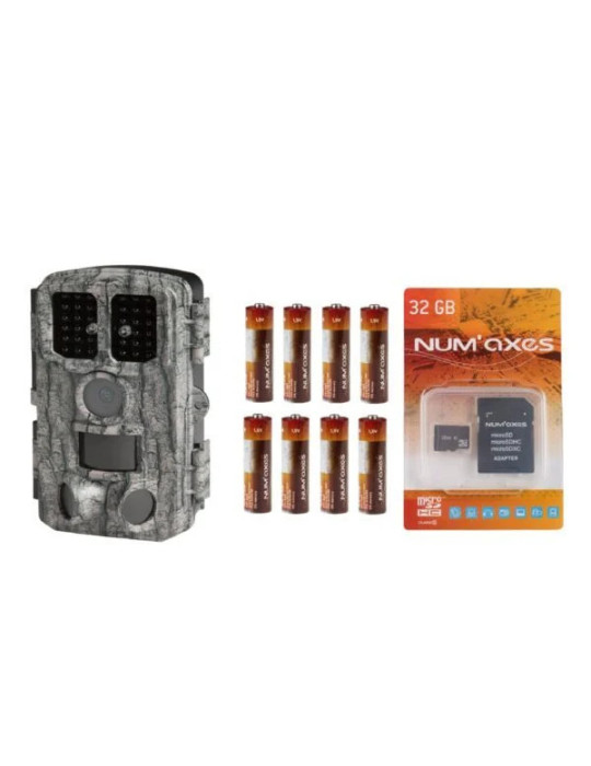 PACK PIE1076 1 piège photographique PIE1076 + 8 piles AA + 1 carte mémoire 32 GB