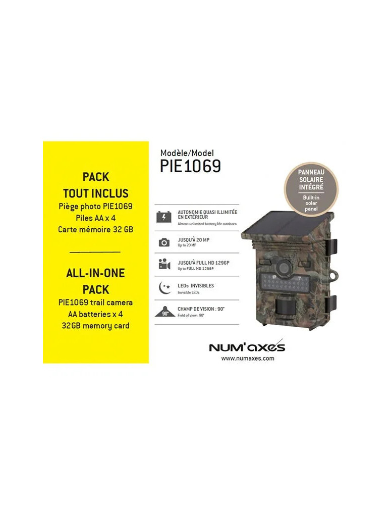PACK PIE1069 1 piège photographique PIE1069 + 4 piles AA + 1 carte mémoire 32 GB