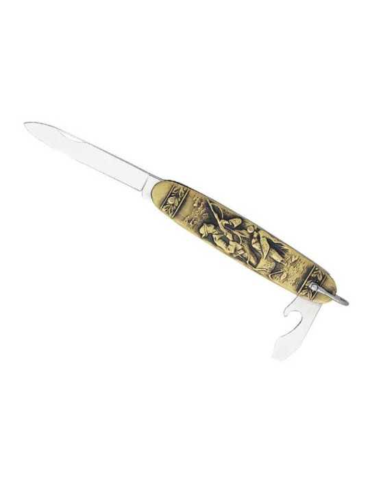 Couteau Navette 2 Pièces Manche Laiton Motif Pêcheur – natusport