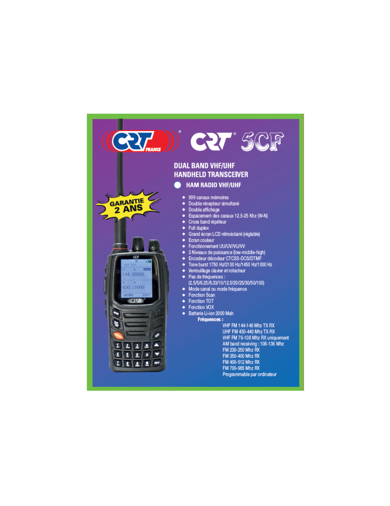 Talkie-Walkie CRT 5CF Bibande – natusport