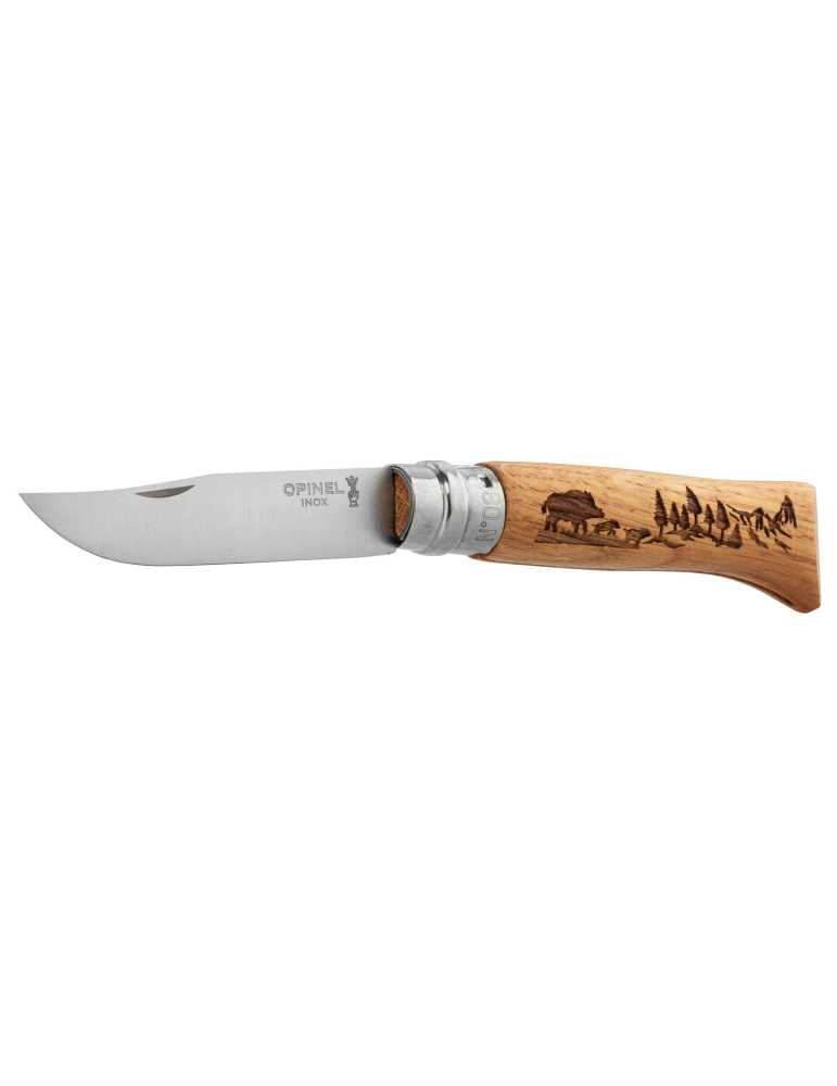 Couteau Opinel N°8 Gravure Sanglier – natusport