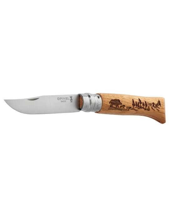 Couteau Opinel N°8 Gravure Sanglier – natusport