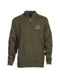 Pull de Chasse Percussion Brodé Col Cheminée Kaki Taille L – natusport