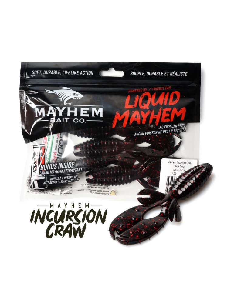 Leurre Souple Mayhem Incursion Craw Black Neon