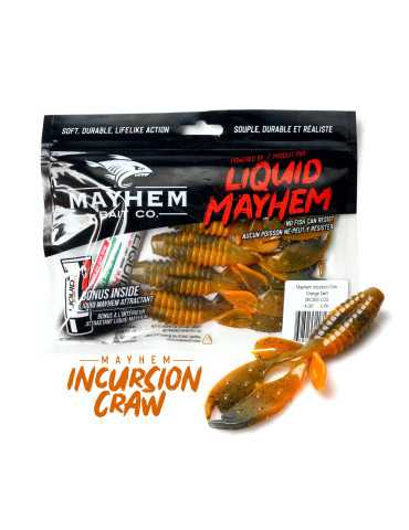 Leurre Souple Liquid Mayhem Incursion Craw 4" Orange Swirl