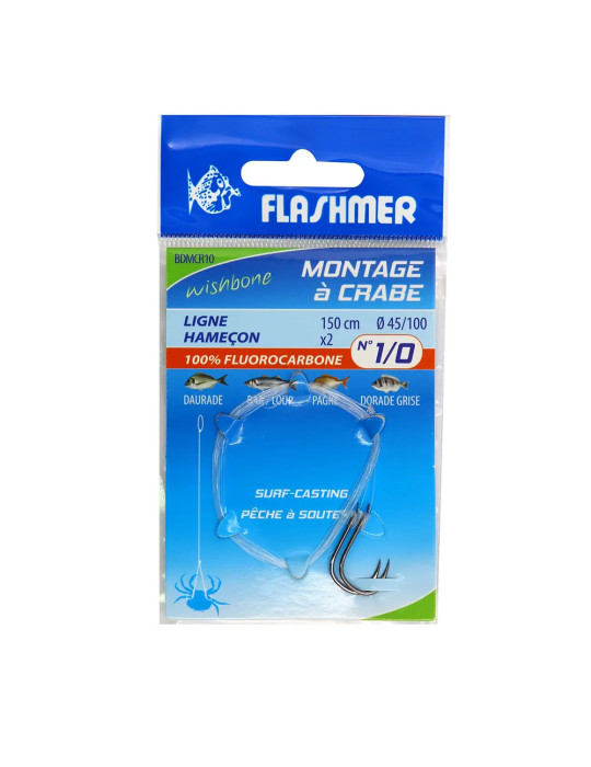 Montage Flashmer Bas de Ligne Crabe 2 Hameçons N°2 – natusport