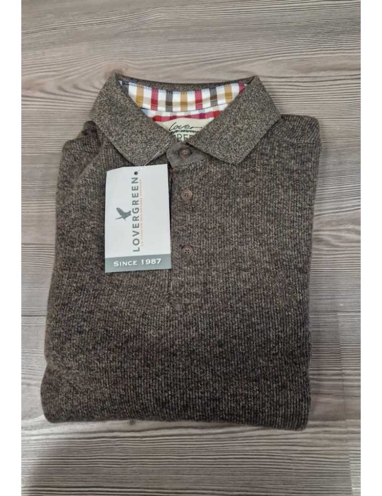 Sweat Col Boutonné Lovergreen Marron Chiné TM – natusport