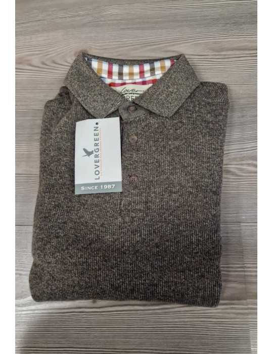 Sweat Col Boutonné Lovergreen Marron Chiné TM – natusport