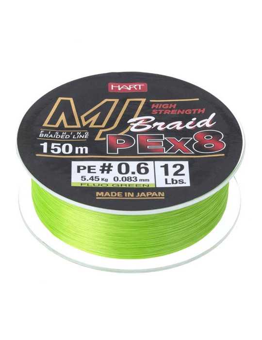 Tresse Hart MJ Braid PEx8 0,165 mm 150 m Vert Fluo – Natusport