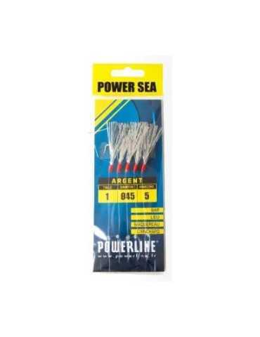 Montage Powerline Argent Hameçon 1/0 0.50 mm x5 – natusport