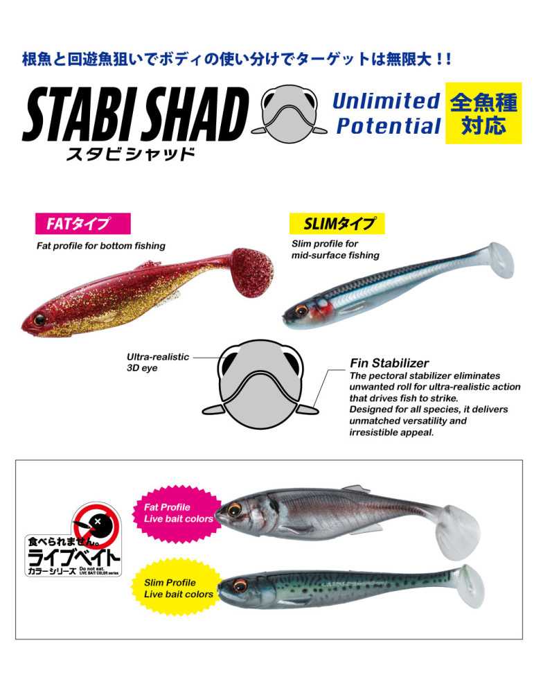 Leurre Souple Major Craft Stabi Shad 7" - 2 coloris | Natusport