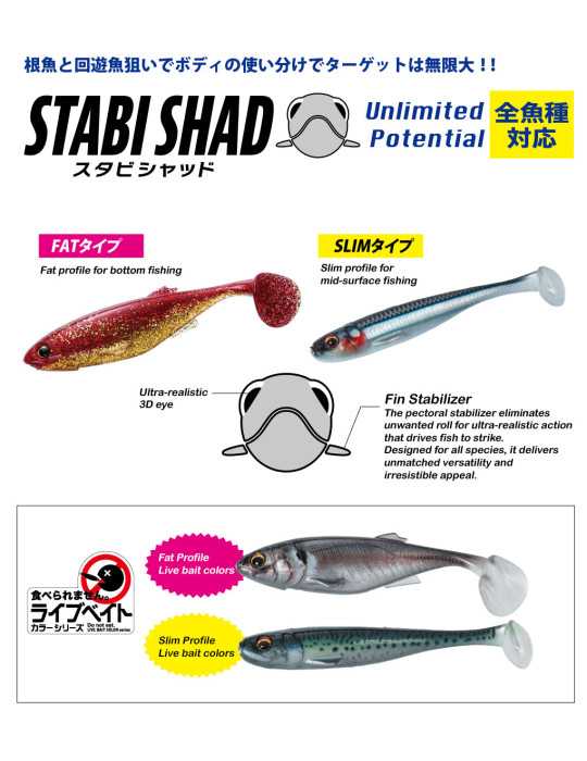 Leurre Souple Major Craft Stabi Shad 7" - 2 coloris | Natusport