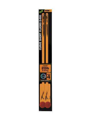Bas de Ligne Fox Edges Curve Short Fluoro D-Rig Taille 4 (20lb, x2)