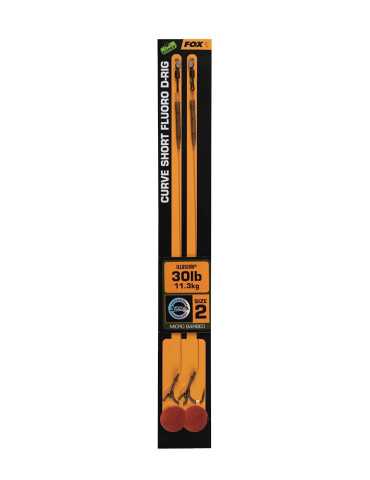 Bas de Ligne Fox Edges Curve Short Fluoro D-Rig Taille 2 (30lb, x2)