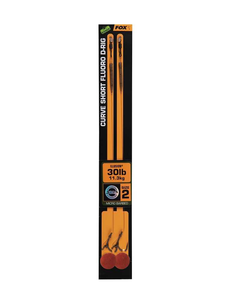 Bas de Ligne Fox Edges Curve Short Fluoro D-Rig Taille 2 (30lb, x2)