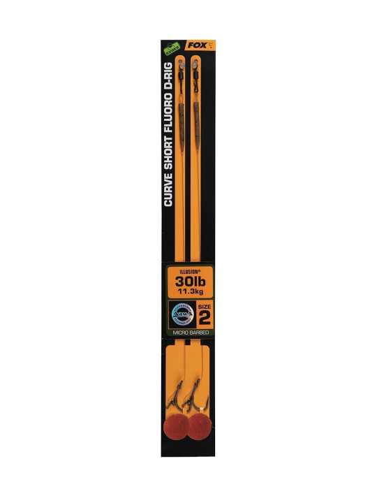 Bas de Ligne Fox Edges Curve Short Fluoro D-Rig Taille 2 (30lb, x2)