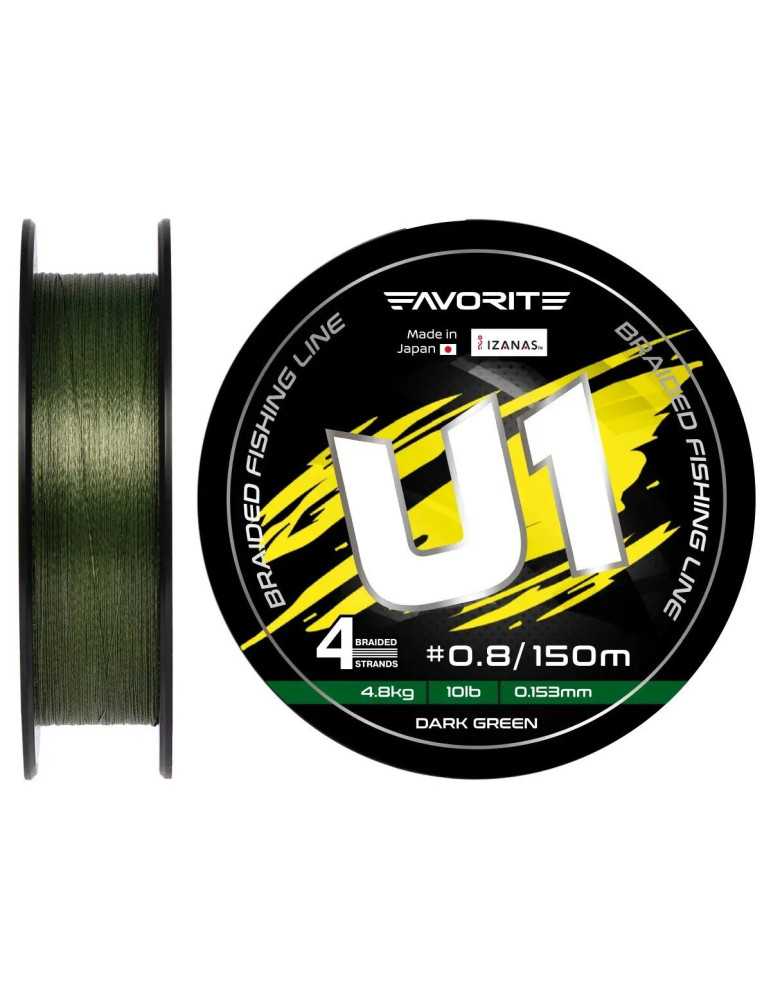 Tresse Favorite U1 PE 4X 150 m 0,153 mm (PE 0.8) Vert Foncé
