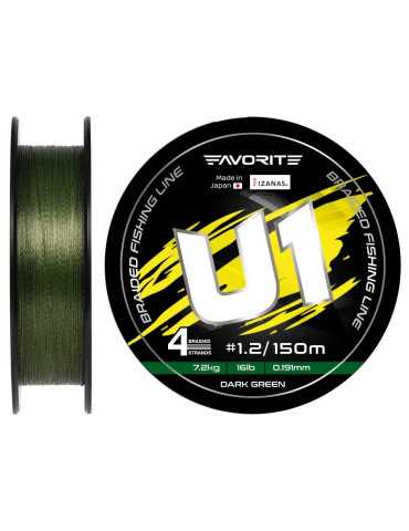 Tresse Favorite U1 PE 4 brins 150m 0,191mm (PE1.2) Vert