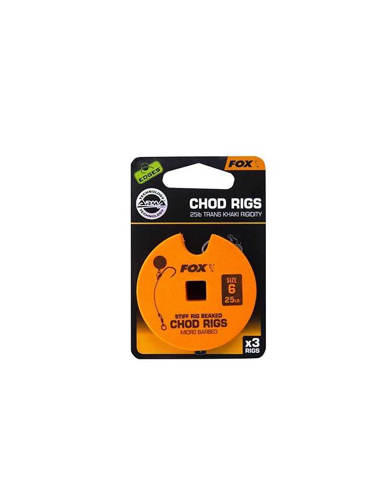 Bas de Ligne Fox Edges Chod Rigs Standard Hameçon n°6 25 lb (x3)