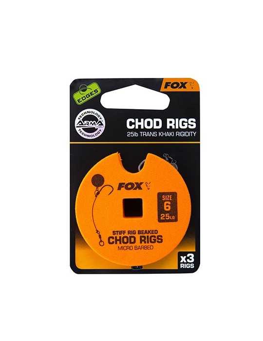 Bas de Ligne Fox Edges Chod Rigs Standard Hameçon n°6 25 lb (x3)